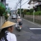 Dodging traffic.