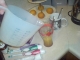 Pouring whisked egg in