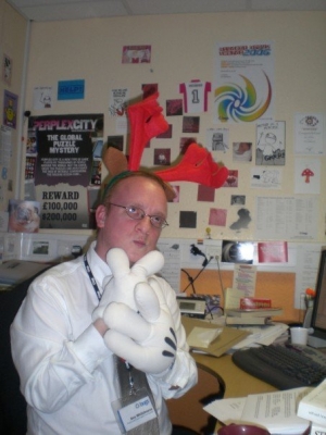 Thinking whilst wearing Xmas antlers.