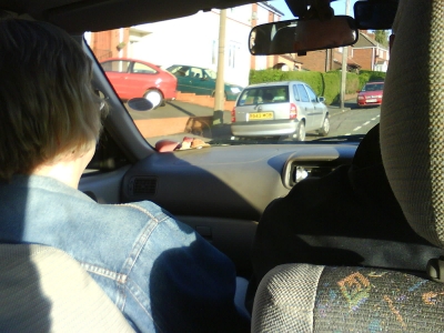 My Dad driving Mum and I to Turners Hill.