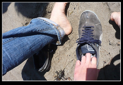 Taking off the ol shoes