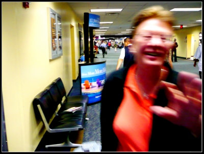 My mom rushing at me when I get off the plane to hug me