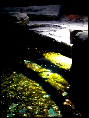 Random bits of light surrounded by darkness