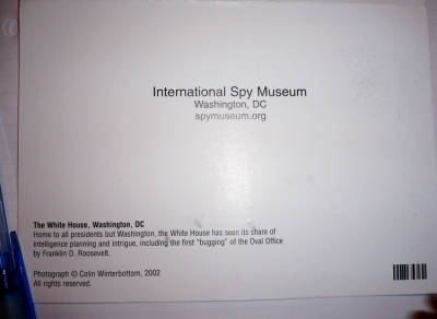 And it just so happens that the card is from the Spy museum
