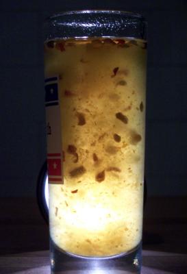 a beautiful red pepper flake suspension