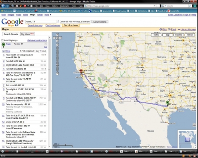 Google Maps showing path to Sutro Tower