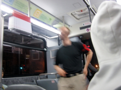 Loki enters the bus.