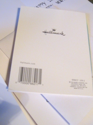 original card from which the barcode was stolen