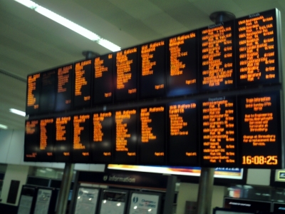 Communication- departures/arrivals board at Birmingham New Street station