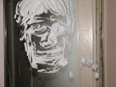 Self portrait in Shaving Cream.