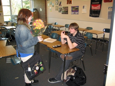 Even in a math room, flowers make people happy Even in a math room, flowers make people happy