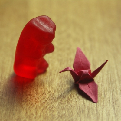 Red gummy with "Red Bear"