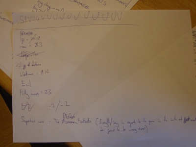 Stu's scoresheet Stu's scoresheet