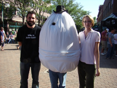 John Galt and Cara Bear posing with egg (Tyrone Tyrone)
