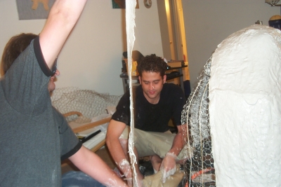 Papa Smurf and Tyrone Tyrone applying strips