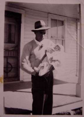 Hatted grandfather with aunt, 1945 Hatted grandfather with aunt, 1945