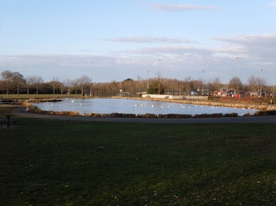 The lake in Littledown Park