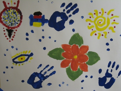 Handprings, flower, and alien ice cream cone.