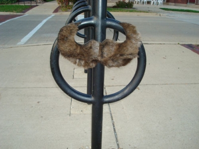 handlebar on the bike rack