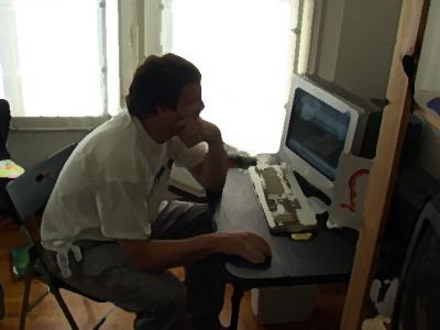 Man Bored at Computer