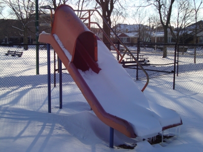 Before climbing the slide