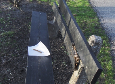 Propped it down with a stick.