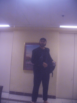 In my hotel in my suit.