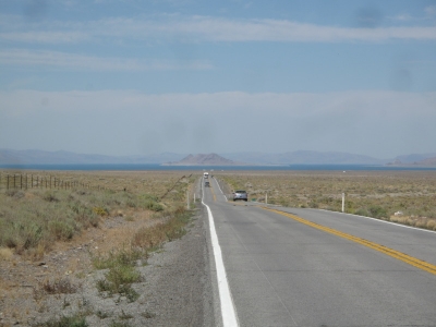 Pyramid Lake behind me.
