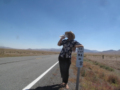 Drinking on the side of the road