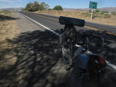 Sitting in the shade after 80 miles of riding through the desert