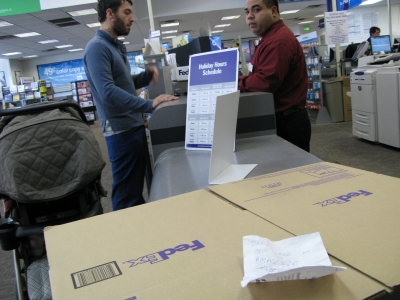 The incredulous FedEx worker who couldn't believe what I was doing.