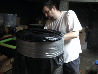 Wrapping the first layer of duct tape