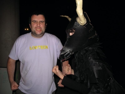 Lowteck prepares to wrestle a minotaur
