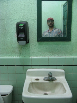 Self portrait in a bathroom in the middle of nowhere Texas.