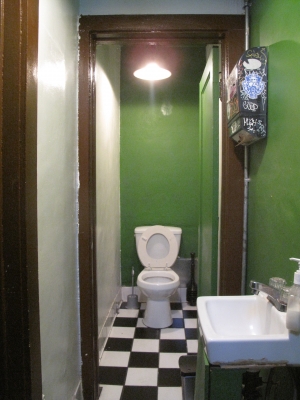 Green skinny bathroom
