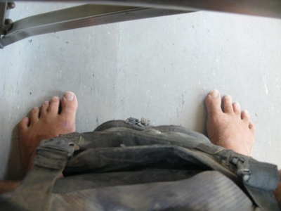 Feet on bus