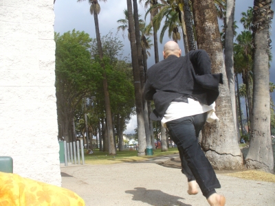 With suit through the palms