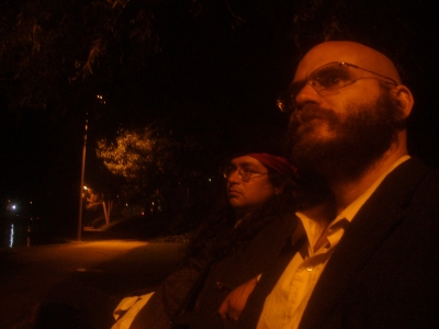 Relaxing after a hard day of protesting zombies.