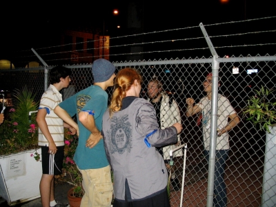 Taunting through the fence. Taunting through the fence.