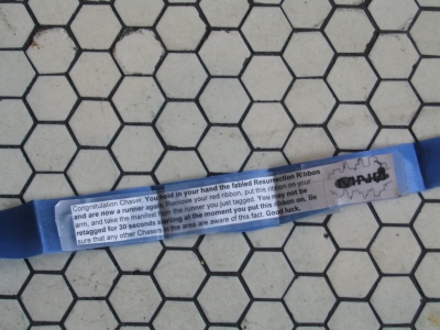 My special ribbon, lying on the ground.