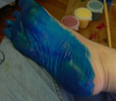 My foot, painted and ready to go