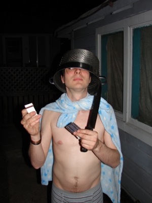 Matches, card, and knife