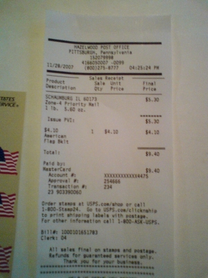 USPS receipt