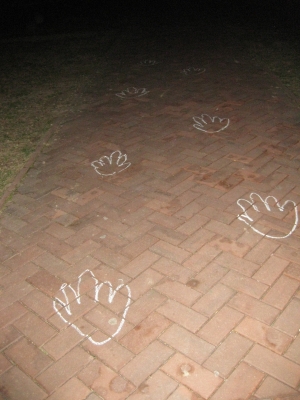 Someone was walking on his hands