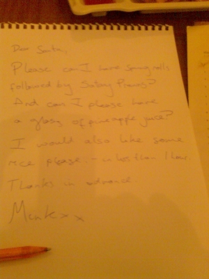 Dinner request to Santa