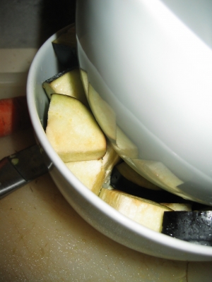Aubergines pressed in salt