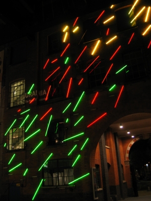 The wall of muses behind the OXO Tower