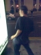 Charlie Fish dancing in the bus stop
