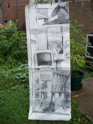 My dorm room, hanging in the rain