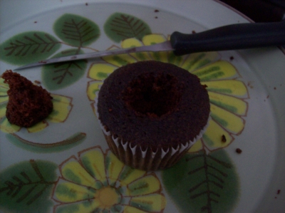 After they cooled, I cut a cone out of each one.